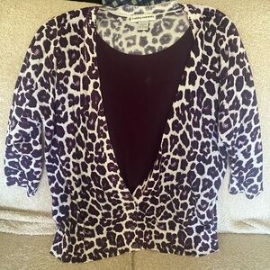 Cathy Daniels Purple Leopard Print Cardigan with 3/4 sleeves